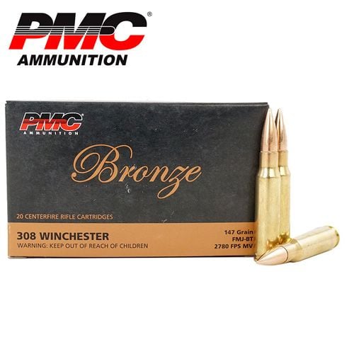 Munitions PMC Bronze .308 Winchester 147 gr FMJ BT 20/boîte