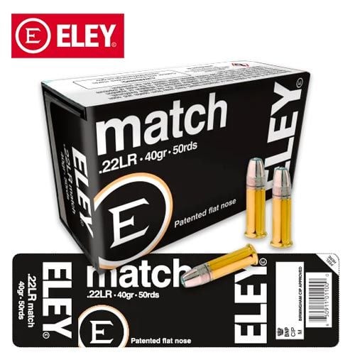 ELEY Match .22 LR 40 gr Flat Nose Ammunition 50/Box