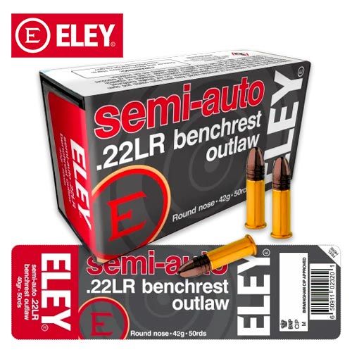 ELEY Semi-Auto Benchrest Outlaw .22 LR 42 gr Round Nose Ammunition 50/Box