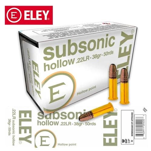 Munitions ELEY Subsonic Hollow .22 LR 38 gr Hollow Point 50/pqt