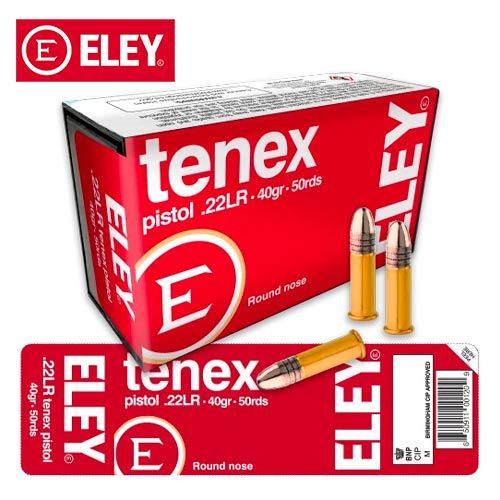 Munitions ELEY Tenex Pistol .22 LR 40 gr Round Nose 50/pqt