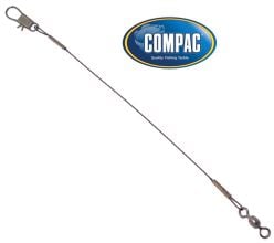 Compac Black Leader 3/Pack

- 30 lb test
- Black nylon coated, stainless steel wire leaders
- Metal crimpted ends
- Rigged with both interlock snap and barrel swivel
- Great strength and sensitivity
- Available in dirfferent Lenghts