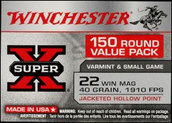 Winchester Super X 22 Win Mag 40 grain 150 Round Value Pack Ammo