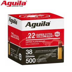 Munitions Aguila High Velocity .22 LR 38 gr Hollow Point 500/pqt