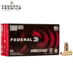 Federal American Eagle Handgun 9mm Luger 147 gr FMJ Ammunition 50 Box