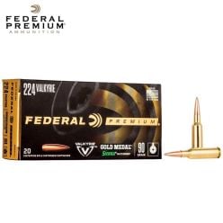 Federal Gold Medal Sierra MatchKing 224 Valkyrie 90 gr BT HP Ammunition 20/Box