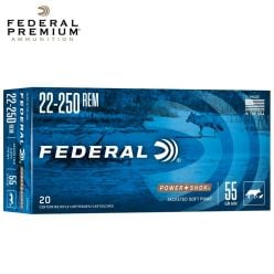 Federal Power-Shok 22-250 Rem 55 gr JSP Ammunition 20/Box