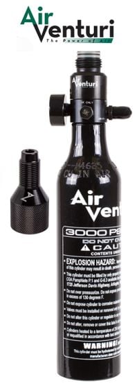 Air Venturi Tank with Adapter, 13 cu in, Aluminum, 3,000 psi