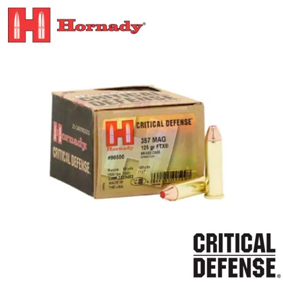 Munitions Hornady Critical Defense 357 Mag 125 gr FTX 25/boîte