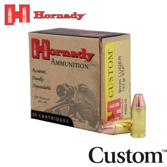 Hornady Custom 9mm Luger 124 gr XTP 25/Box Ammunition