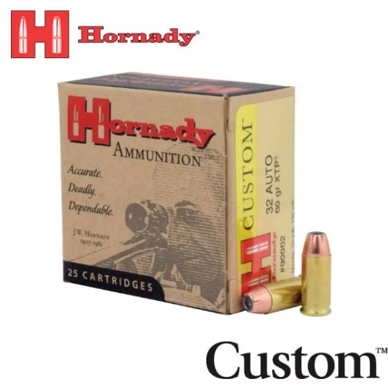 Munitions Hornady Custom 32 Auto 60 gr XTP 25/boîte