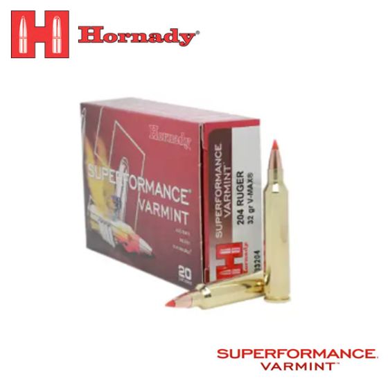 Hornady Superformance Varmint 204 Ruger 32 gr V-MAX 20/Box Ammunition