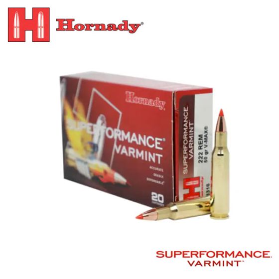 Munitions Hornady Superformance Varmint 222 Rem 50 gr V-MAX 20/boîte