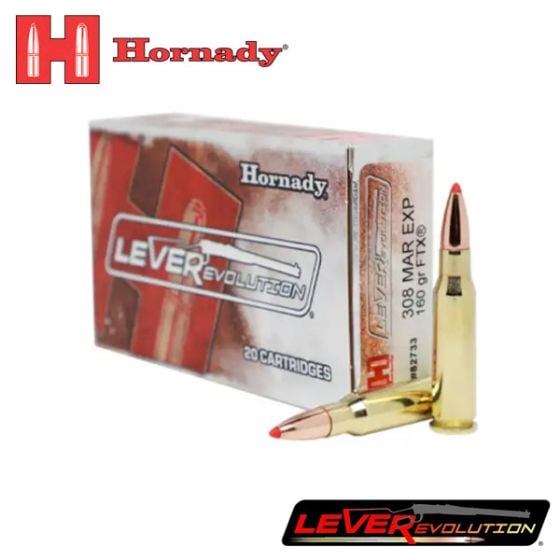 Munitions Hornady LEVERevolution 308 Marlin Express 160 gr FTX 20/boîte