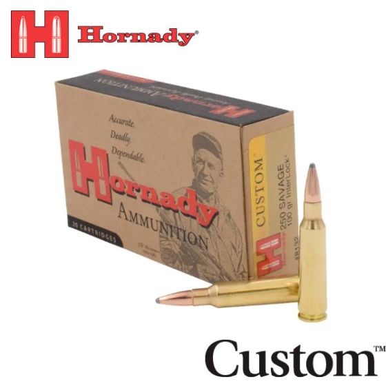 Munitions Hornady Custom 250 Savage 100 gr InterLock SP 20/boîte