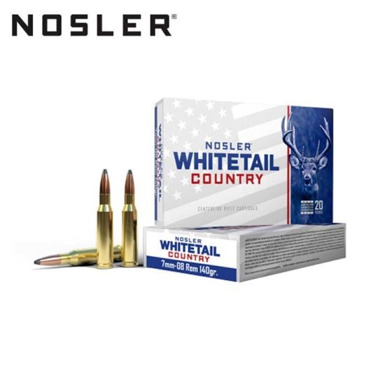Munitions Nosler Whitetail Country 7mm-08 Remington 140 gr Solid Base 20/pqt