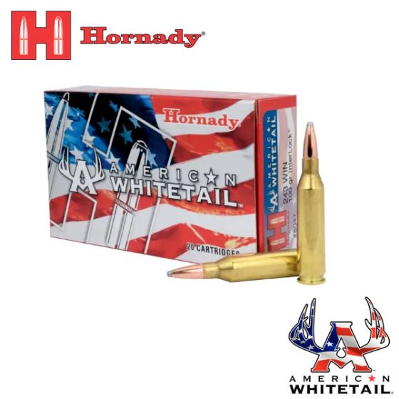 Hornady American Whitetail 243 Win 100 gr InterLock BTSP 20/Box Ammunition