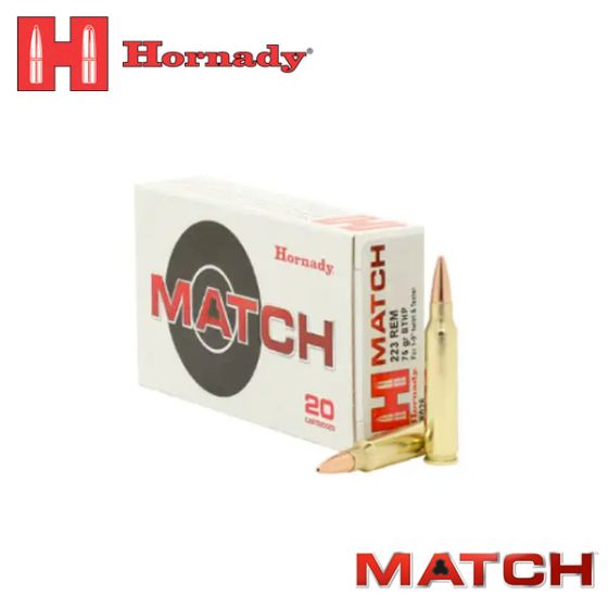 Hornady Match 223 Rem 75 gr BTHP Match 20/Box Ammunition