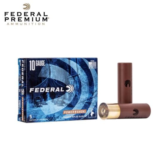 Federal Power-Shok Rifled Slug 10 ga 3.5'' 766 gr Rifled Hollow Point Slug 5/Box Ammunition