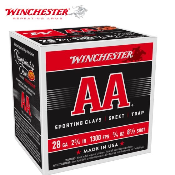 Winchester AA Sporting Clays 28 ga 2-3/4" 3/4 oz #8.5 Ammunition