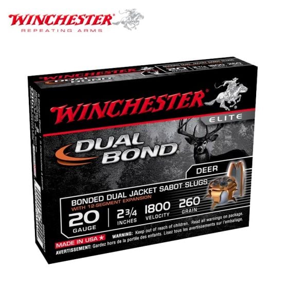 Winchester Dual Bond 20 ga 2-3/4" 260 gr Sabot Slug Ammunition