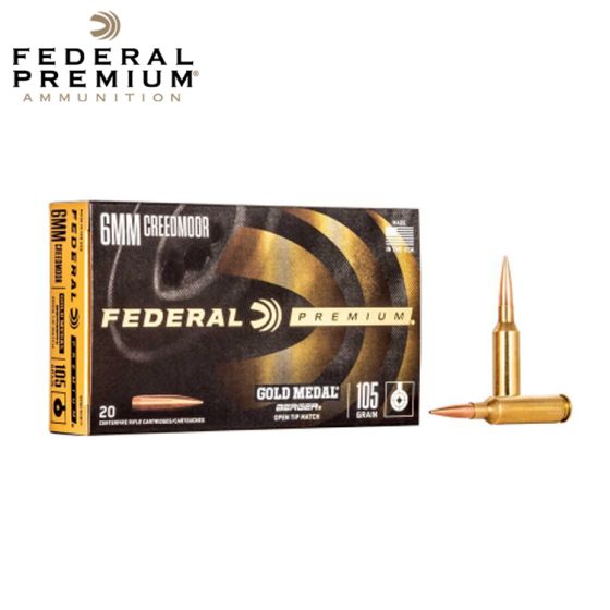 Munitions Federal Premium Gold Medal Berger 6mm Creedmoor 105 Grains 20/pqt