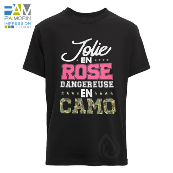 T-Shirt DCP Jolie En Rose Dangereuse En Camo