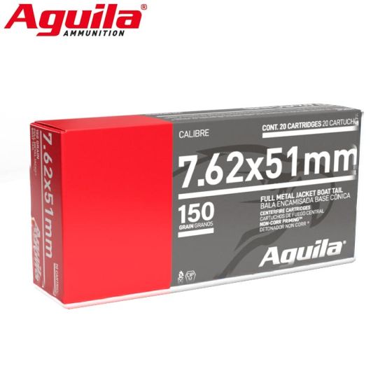 Aguila 7.62x51mm 150 gr Full Metal Jacket Boat Tail Ammunition 20/Box