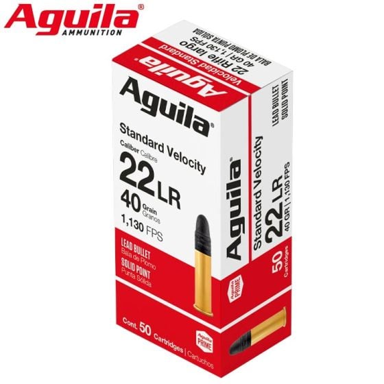 Munitions Aguila Standard Velocity .22 LR 40 gr Lead Solid Point 50/pqt