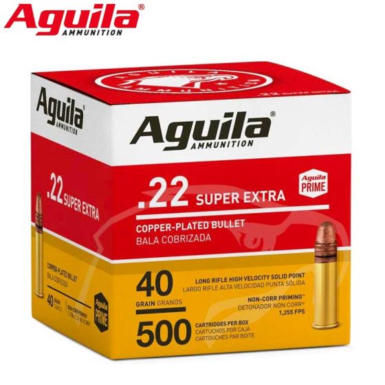 Aguila High Velocity .22 LR 40 gr Copper Plated Solid Point Ammunition 500/Box