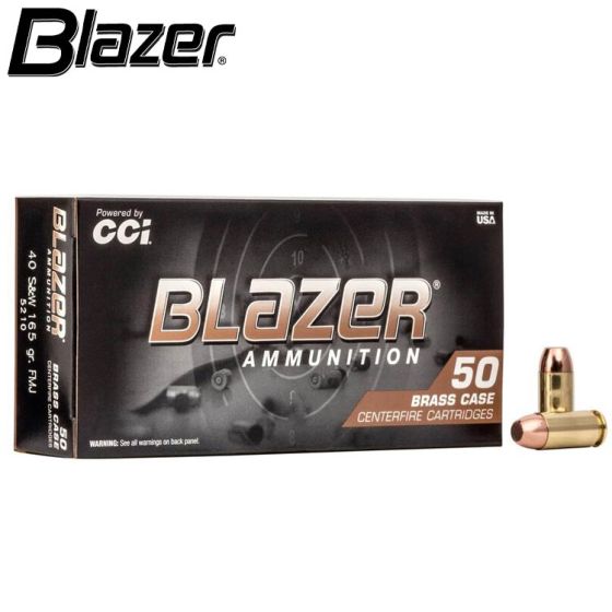 CCI Blazer Brass 40 S&W 165 gr Full Metal Jacket Ammunition 50/Box