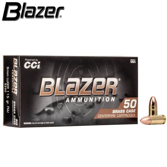 Munitions Blazer Brass 9mm Luger 115 gr FMJ 50/pqt