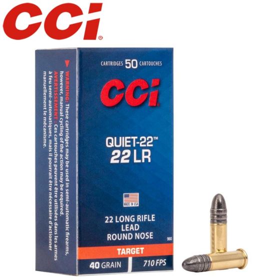 CCI Quiet-22 .22 LR 40 gr Lead Round Nose Ammunition 50/Box