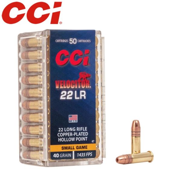 CCI Velocitor HP .22 LR 40 gr Copper Plated Hollow Point Ammunition 50/Box