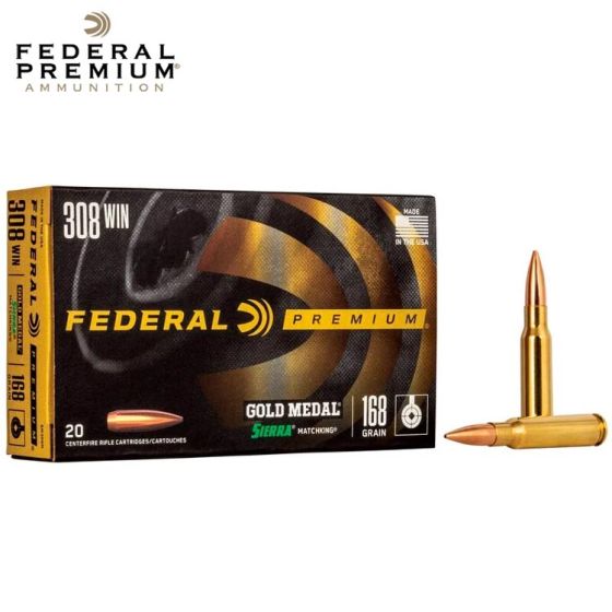 Federal Gold Medal Sierra MatchKing 308 Win 168 gr BT HP Ammunition 20/Box