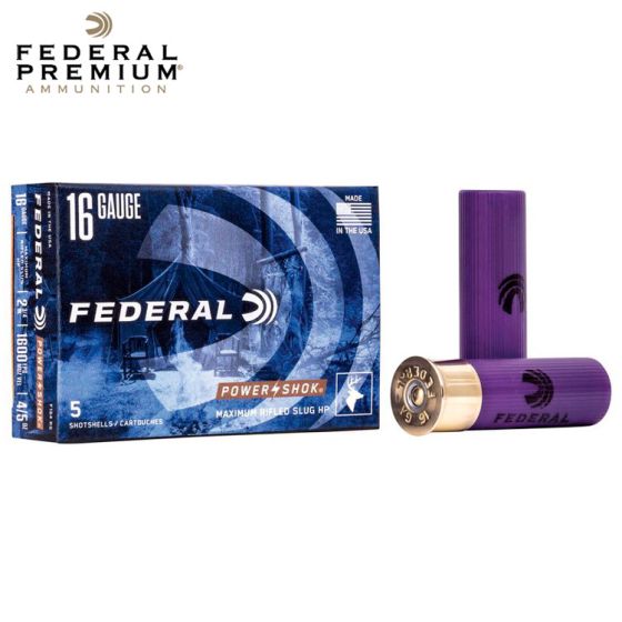 Federal Power-Shok 16 ga 2.75'' 350 gr Rifled Hollow Point Slug 5/Box Ammunition