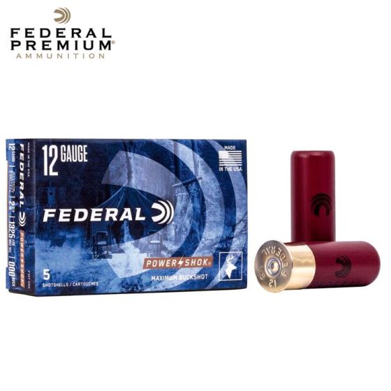 Federal Power-Shok Buckshot 12 ga 2.75'' 8 Pellets 000 Buck 5/Box Ammunition