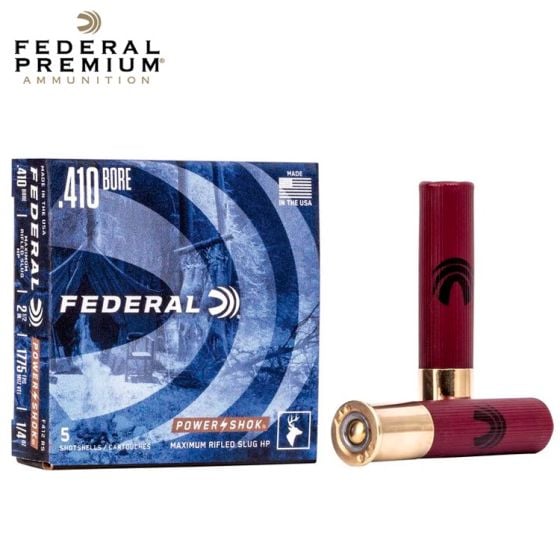 Federal Power-Shok Rifled Slug .410 ga 2.5'' 1/4 oz Rifled Hollow Point Slug 5/Box Ammunition