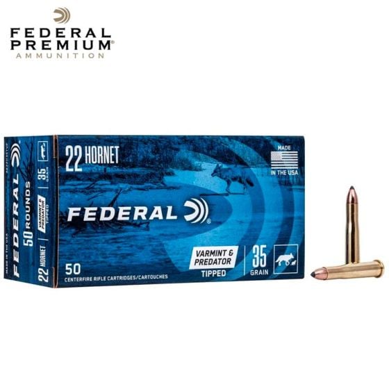 Munitions Federal Varmint & Predator 22 Hornet 35 gr Tipped Varmint 50/pqt