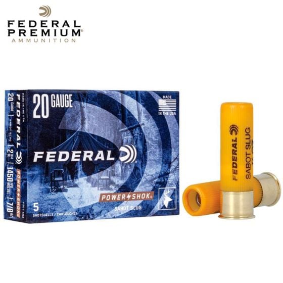 Federal Power-Shok 20 ga 2.75'' 328 gr Sabot Slug 5/Box Ammunition