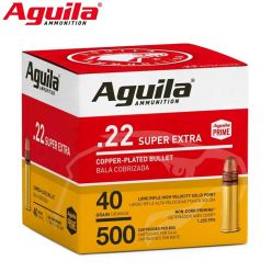 Munitions Aguila High Velocity .22 LR 40 gr Copper Plated Solid Point 500/pqt