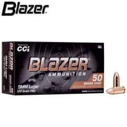 Blazer Brass 9mm Luger 124 gr FMJ Ammunition 50/Box
