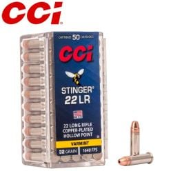 Munitions CCI Stinger .22 LR 32 gr CPHP 50/pqt