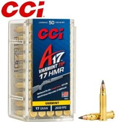 Munitions CCI A17 17 HMR 17 gr Tipped Varmint 50 par paquet