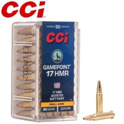 Munitions CCI GamePoint 17 HMR 20 gr JSP 50/pqt