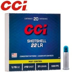 Munitions CCI Rimfire Shotshell .22 LR 31 gr Plomb #12 20/pqt
