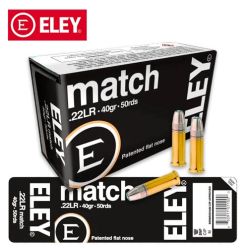 Munitions ELEY Match .22 LR 40 gr Flat Nose 50/pqt