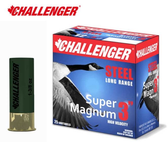 Munitions Challenger Steel Super Magnum 12 ga 3'' 1 3/8 oz #4 25/pqt